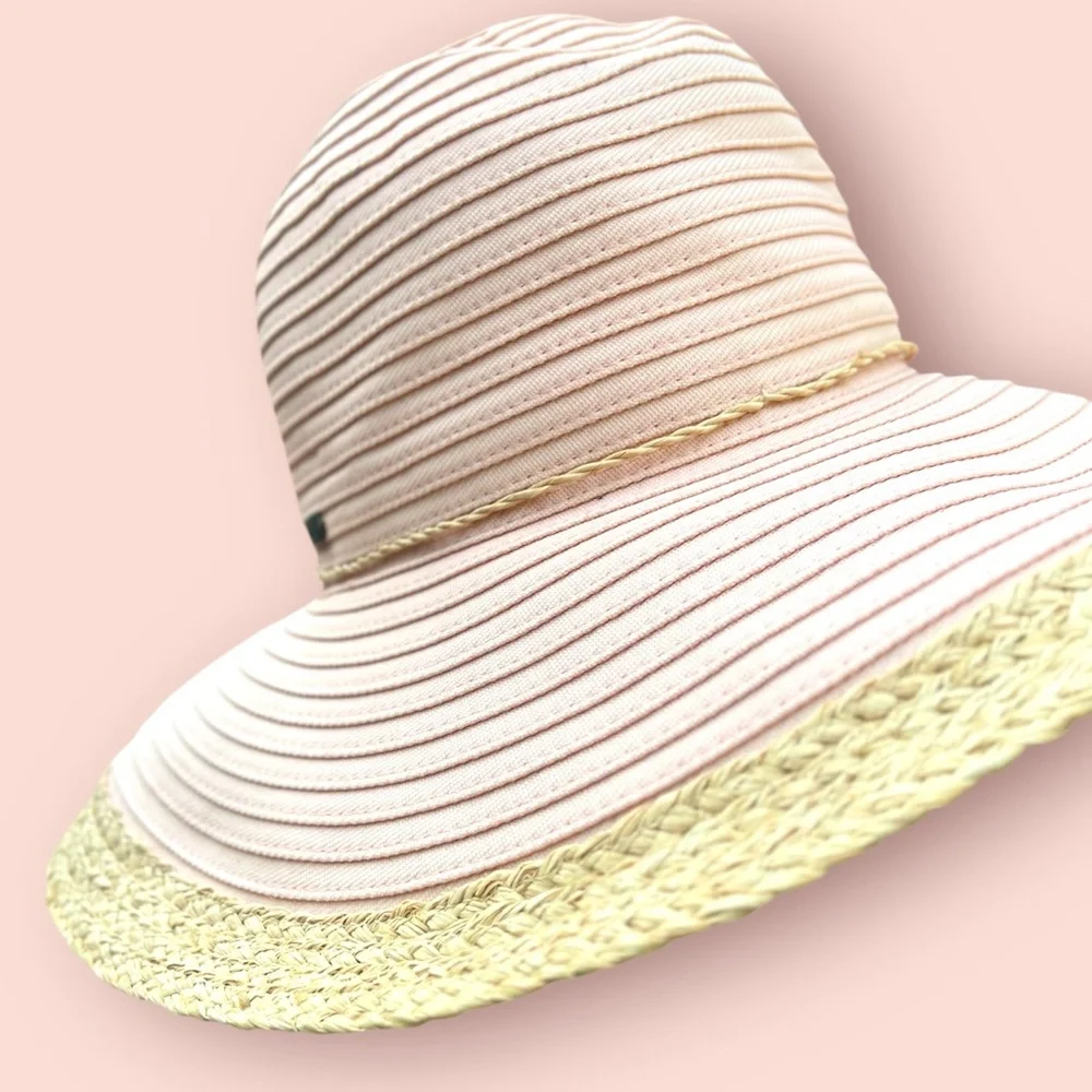 Sun N Sand Pink and Straw Adjustable Sun Hat | Women OS